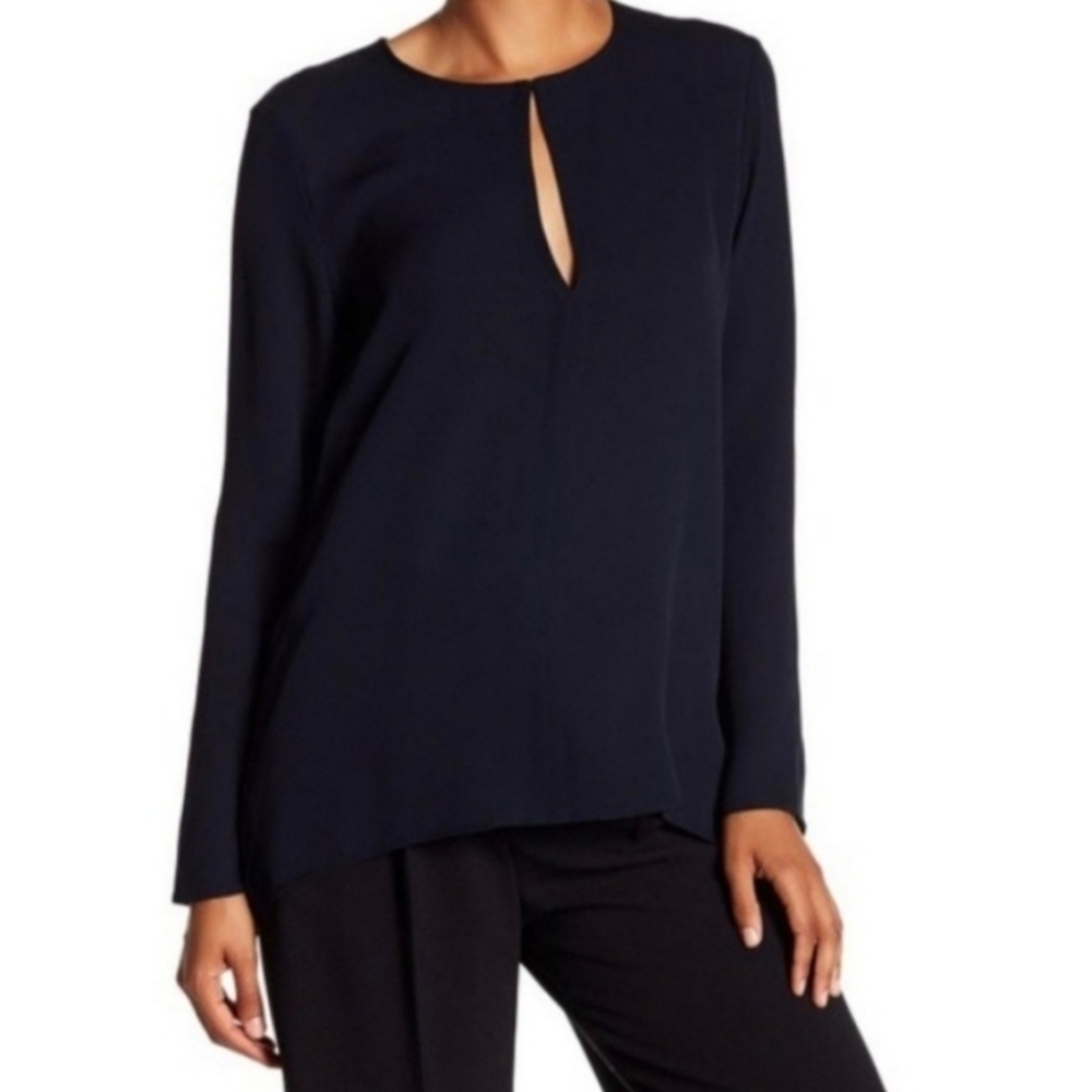 Theory Silk Long Navy Blouse